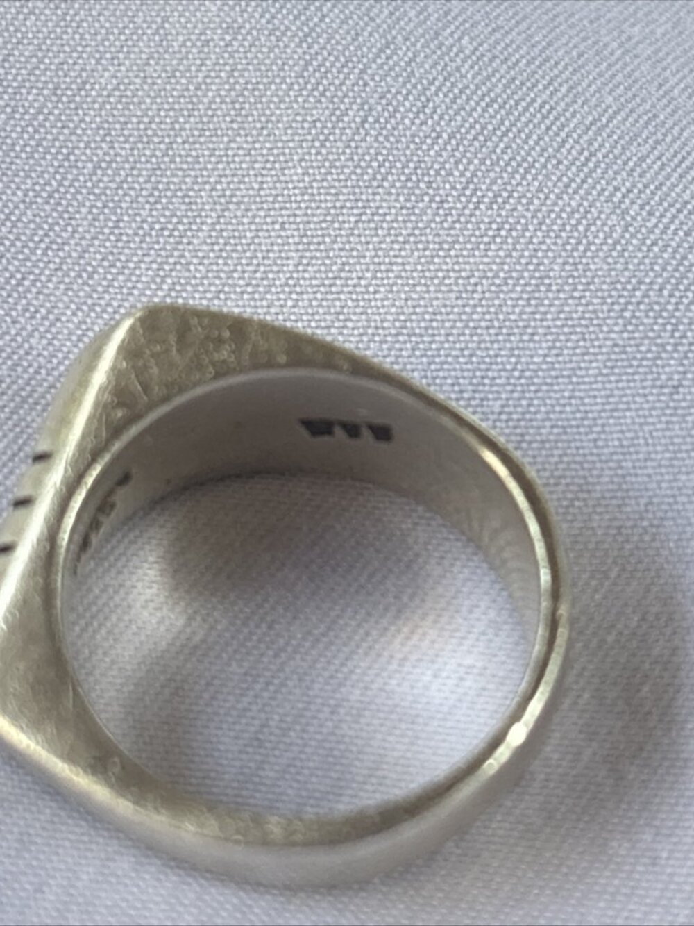 925 Sterling Silver Modernist Geometric Signet Ring Artisan Size 7 Vintage - Picture 4 of 11